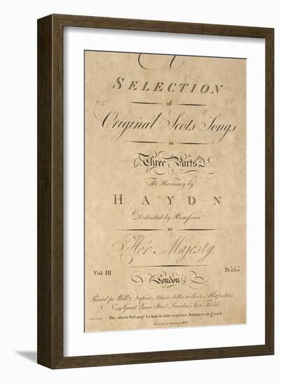 Title Page of Score for Scottish Folk Songs Set to Music by Franz Joseph Haydn-null-Framed Giclee Print