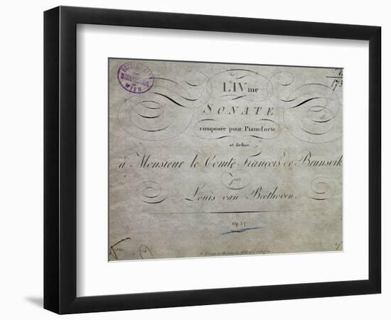 Title Page of Score for Sonata Appassionata-Ludwig Van Beethoven-Framed Premium Giclee Print