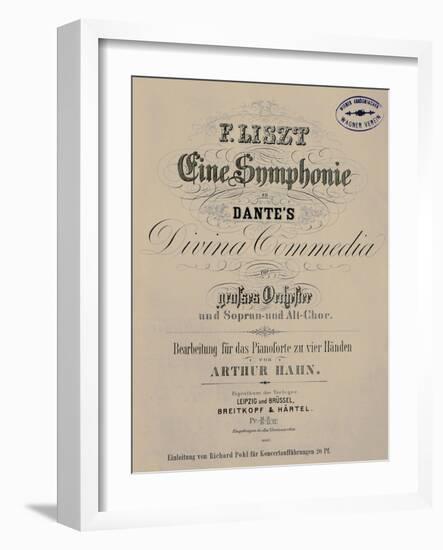 Title Page of Score for Symphony to Dante's Divine Comedy or Dante-Symphony, 1855-1856-Franz Liszt-Framed Giclee Print