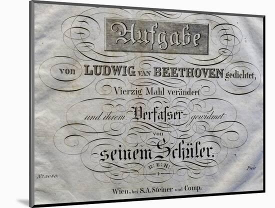 Title Page of Score for Variations on Theme Written for Archduke Rudolph-Ludwig Van Beethoven-Mounted Giclee Print