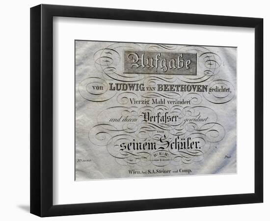 Title Page of Score for Variations on Theme Written for Archduke Rudolph-Ludwig Van Beethoven-Framed Premium Giclee Print