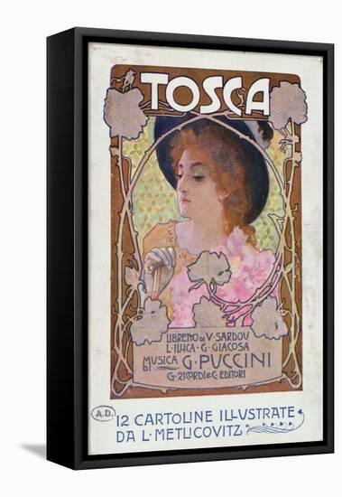 Title Page of Score Sheet for the Opera Tosca by Puccini, c.1910-Italian School-Framed Stretched Canvas