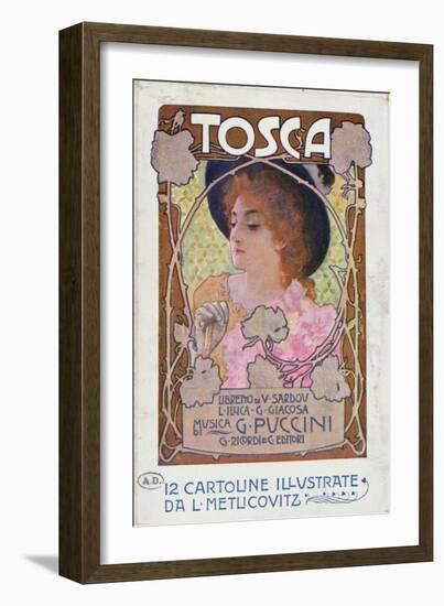 Title Page of Score Sheet for the Opera Tosca by Puccini, c.1910-Italian School-Framed Giclee Print