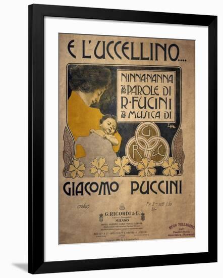 Title Page of Sheet Music of E L'Uccellino, Lullaby-Giacomo Puccini-Framed Giclee Print