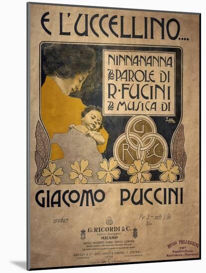 Title Page of Sheet Music of E L'Uccellino, Lullaby-Giacomo Puccini-Mounted Giclee Print