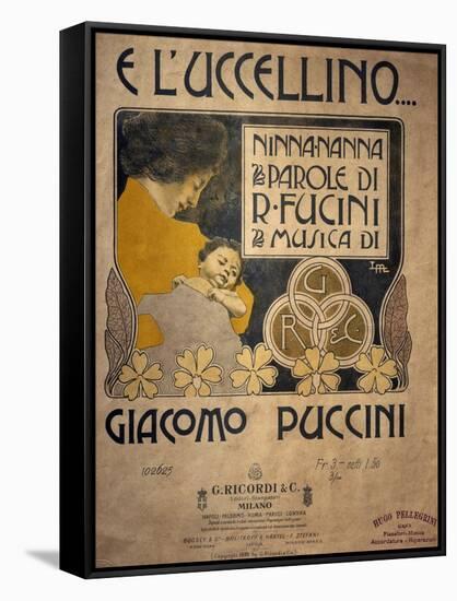Title Page of Sheet Music of E L'Uccellino, Lullaby-Giacomo Puccini-Framed Stretched Canvas