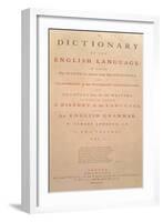 Title Page of Volume I of the English Dictionary by Dr Samuel Johnson (1709-84), Pub. in 1755-null-Framed Giclee Print