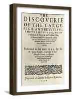 Title Page of Walter Raleigh's Book "The Discoverie of ...Guiana," London, 1596-null-Framed Giclee Print