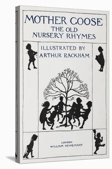 Title Page With Silhouette Of Children Dancing Round a Tree-Arthur Rackham-Stretched Canvas