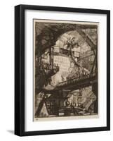 Title Plate, Plate I from Imaginary Prisons, C.1750 (Etching on Paper)-Giovanni Battista Piranesi-Framed Giclee Print
