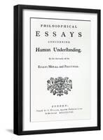 Titlepage of 'Philosophical Essays Concerning Human Understanding' by David Hume, 1748-English School-Framed Giclee Print