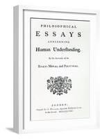 Titlepage of 'Philosophical Essays Concerning Human Understanding' by David Hume, 1748-English School-Framed Giclee Print