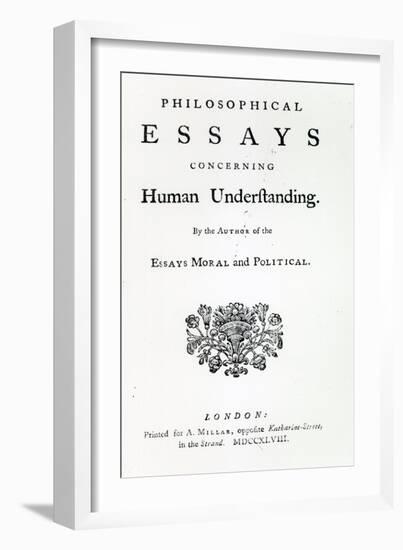 Titlepage of 'Philosophical Essays Concerning Human Understanding' by David Hume, 1748-English School-Framed Giclee Print