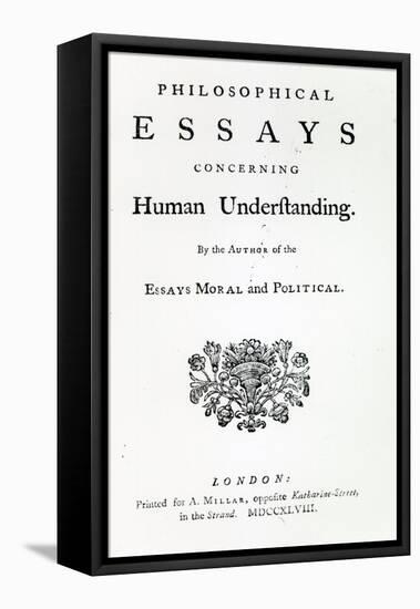 Titlepage of 'Philosophical Essays Concerning Human Understanding' by David Hume, 1748-English School-Framed Stretched Canvas