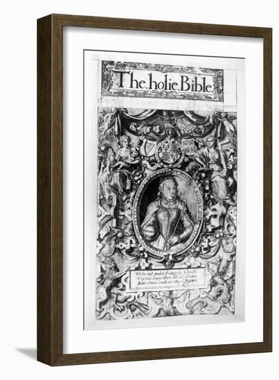 Titlepage of the Bishop's Bible, Pub. in 1568-English School-Framed Giclee Print