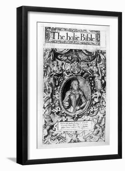 Titlepage of the Bishop's Bible, Pub. in 1568-English School-Framed Giclee Print