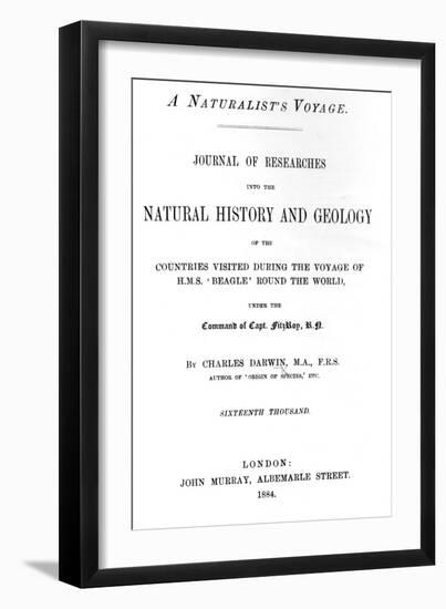 Titlepage to 'A Naturalist's Voyage around the World' by Charles Darwin, Edition Published in 1884-English-Framed Giclee Print