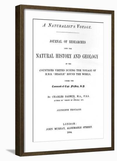 Titlepage to 'A Naturalist's Voyage around the World' by Charles Darwin, Edition Published in 1884-English-Framed Giclee Print