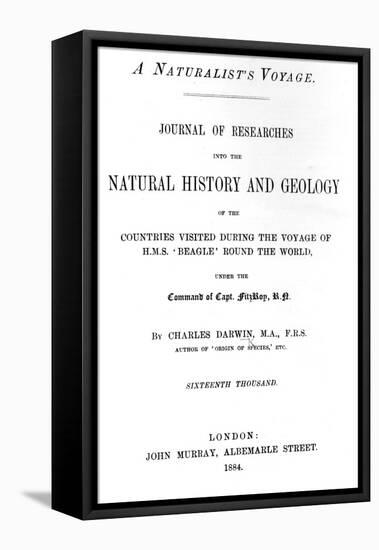Titlepage to 'A Naturalist's Voyage around the World' by Charles Darwin, Edition Published in 1884-English-Framed Stretched Canvas