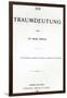 Titlepage to 'Die Traumdeutung' by Sigmund Freud, Published in 1899-German School-Framed Giclee Print