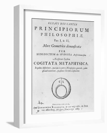 Titlepage to 'Renati Descartes Principiorum Philosophie' by Baruch Spinoza, Published in 1663-Dutch-Framed Giclee Print