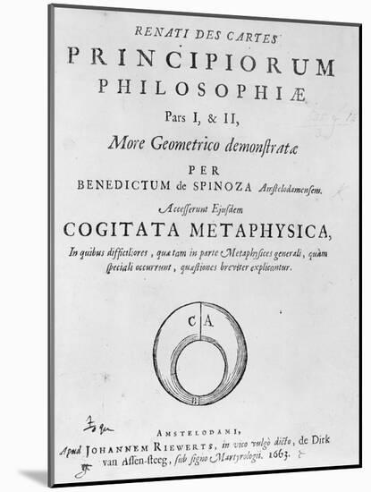 Titlepage to 'Renati Descartes Principiorum Philosophie' by Baruch Spinoza, Published in 1663-Dutch-Mounted Giclee Print