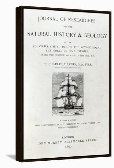 Titlepage to 'The Voyage of the Beagle' by Charles Darwin, edition published in 1890-null-Framed Stretched Canvas