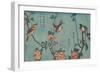 Titmouse and Camellias, Sparrow and Wild Roses and Black-naped Oriole and Cherry Blossoms, c.1833-Ando or Utagawa Hiroshige-Framed Giclee Print