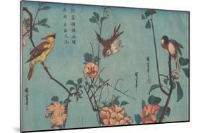 Titmouse and Camellias, Sparrow and Wild Roses and Black-naped Oriole and Cherry Blossoms, c.1833-Ando or Utagawa Hiroshige-Mounted Giclee Print