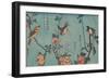 Titmouse and Camellias, Sparrow and Wild Roses and Black-naped Oriole and Cherry Blossoms, c.1833-Ando or Utagawa Hiroshige-Framed Premium Giclee Print