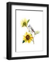 Titmouse with Sunflower, 2016-John Keeling-Framed Giclee Print