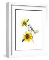 Titmouse with Sunflower, 2016-John Keeling-Framed Giclee Print