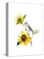 Titmouse with Sunflower, 2016-John Keeling-Stretched Canvas