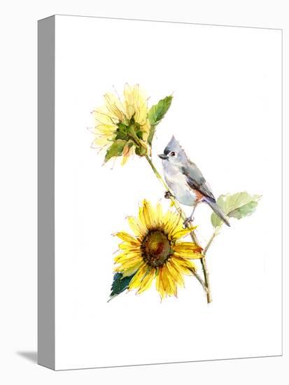 Titmouse with Sunflower, 2016-John Keeling-Stretched Canvas