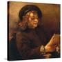 Titus, the Artist's Son, Reading, about 1656/57-Rembrandt van Rijn-Stretched Canvas