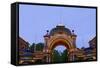 Tivoli, Main Entrance Early in the Evening, Copenhagen, Denmark, Scandinavia-Axel Schmies-Framed Stretched Canvas