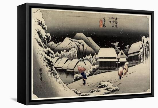 Tnight Snow, Kanbara, C. 1833-Utagawa Hiroshige-Framed Stretched Canvas