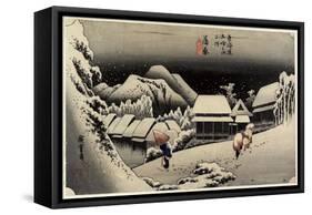 Tnight Snow, Kanbara, C. 1833-Utagawa Hiroshige-Framed Stretched Canvas