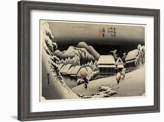 Tnight Snow, Kanbara, C. 1833-Utagawa Hiroshige-Framed Giclee Print