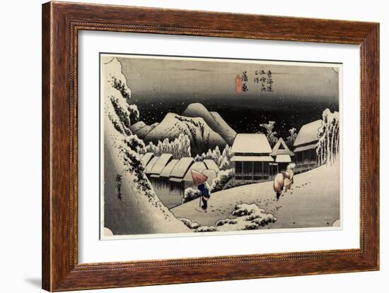 Tnight Snow, Kanbara, C. 1833-Utagawa Hiroshige-Framed Giclee Print