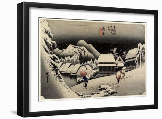 Tnight Snow, Kanbara, C. 1833-Utagawa Hiroshige-Framed Giclee Print