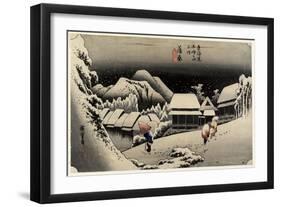 Tnight Snow, Kanbara, C. 1833-Utagawa Hiroshige-Framed Giclee Print