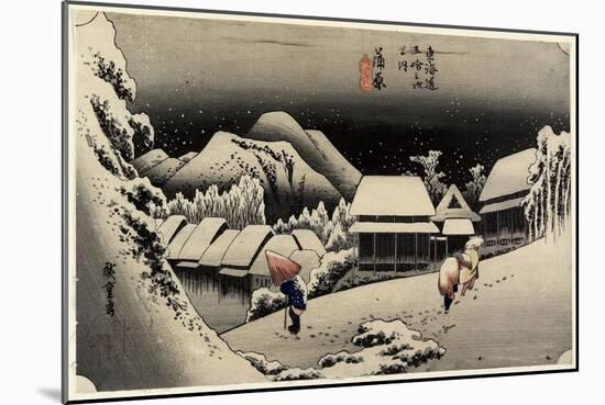 Tnight Snow, Kanbara, C. 1833-Utagawa Hiroshige-Mounted Giclee Print