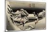 Tnight Snow, Kanbara, C. 1833-Utagawa Hiroshige-Mounted Giclee Print