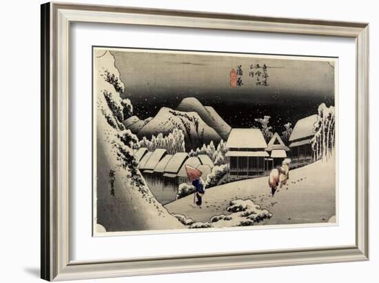 Tnight Snow, Kanbara, C. 1833-Utagawa Hiroshige-Framed Giclee Print