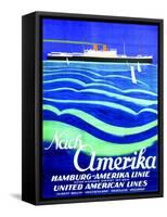 To America', Poster Advertising the Hamburg American Line, 1923-null-Framed Stretched Canvas