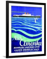 To America', Poster Advertising the Hamburg American Line, 1923-null-Framed Premium Giclee Print