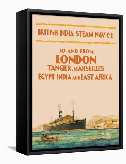 To and From London - British India Steam Navigation Co., Vintage Ocean Liner Travel Poster, 1910s-Pacifica Island Art-Framed Stretched Canvas