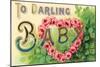 To Darling Baby, Floral Lettering-null-Mounted Art Print