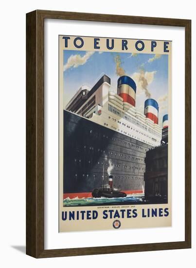 To Europe United States Lines Poster-null-Framed Giclee Print